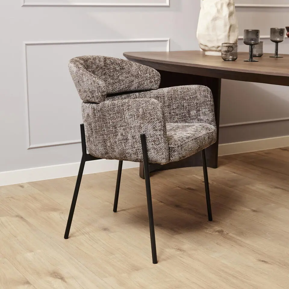 Eetkamerstoel Grijs Stof - Otis - Set van 2