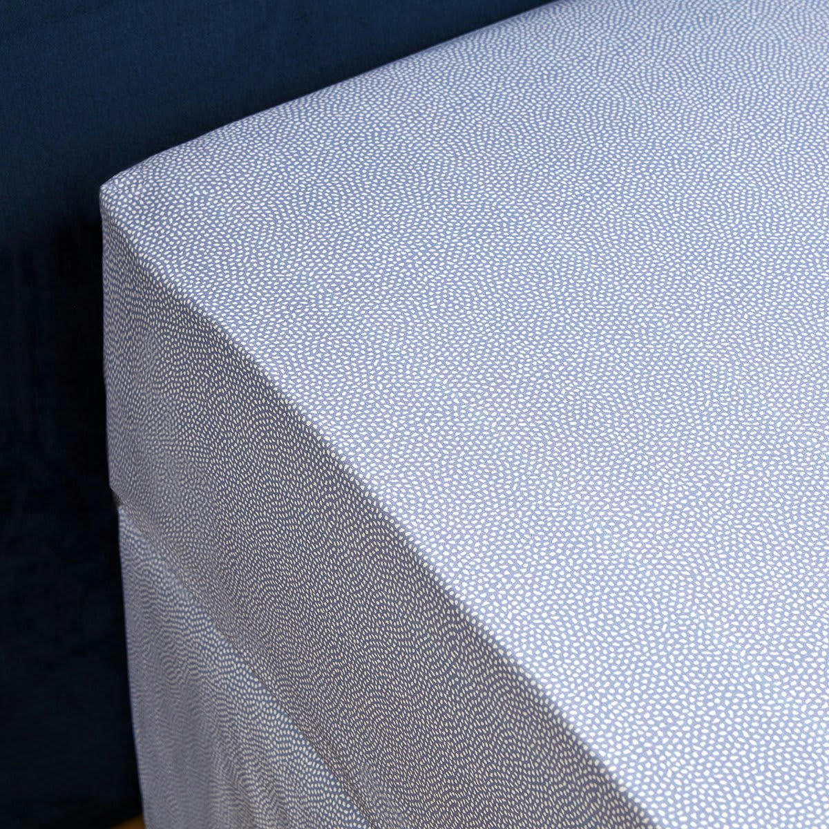 AMBOISE - Drap housse percale bleu clair 140x200 cm