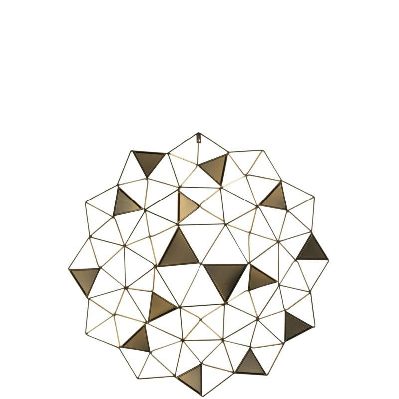 MIROIR - Décoration murale miroirs triangles métal or D85cm