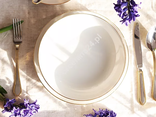 Komplet talerzy na 6 osób (18 el.) Chodzież - City Gold Cream