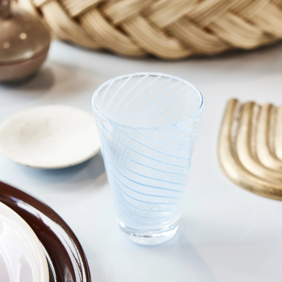 OYOY - Yuka Swirl Trinkglas, blau (2er-Set)