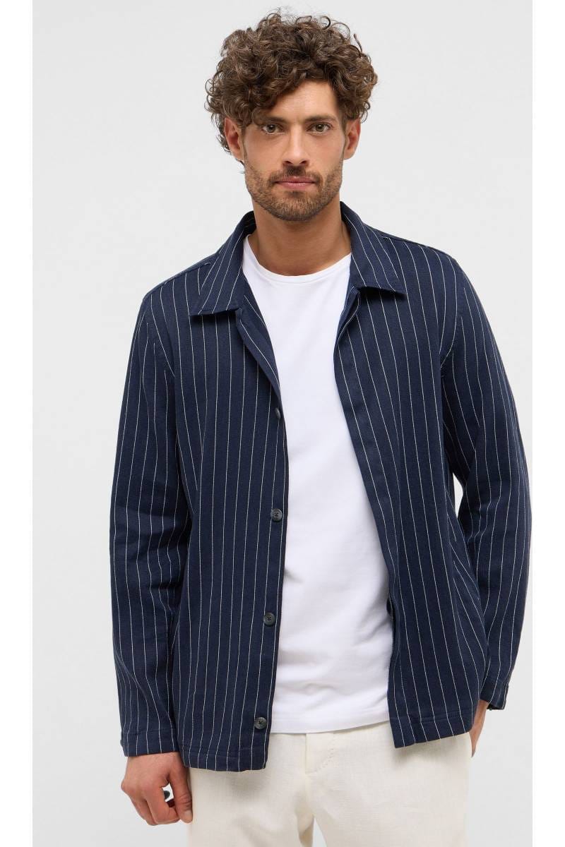 ETERNA Performance Modern Fit Hemdjacke marine, Gestreift