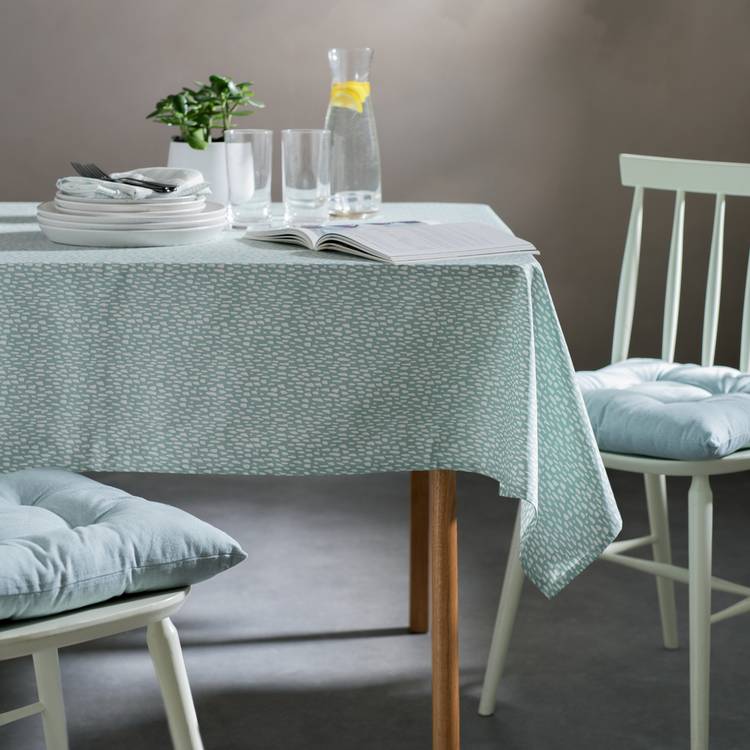 Habitat Mark Making Cotton Wipe Clean Table Cloth - Duck Egg
