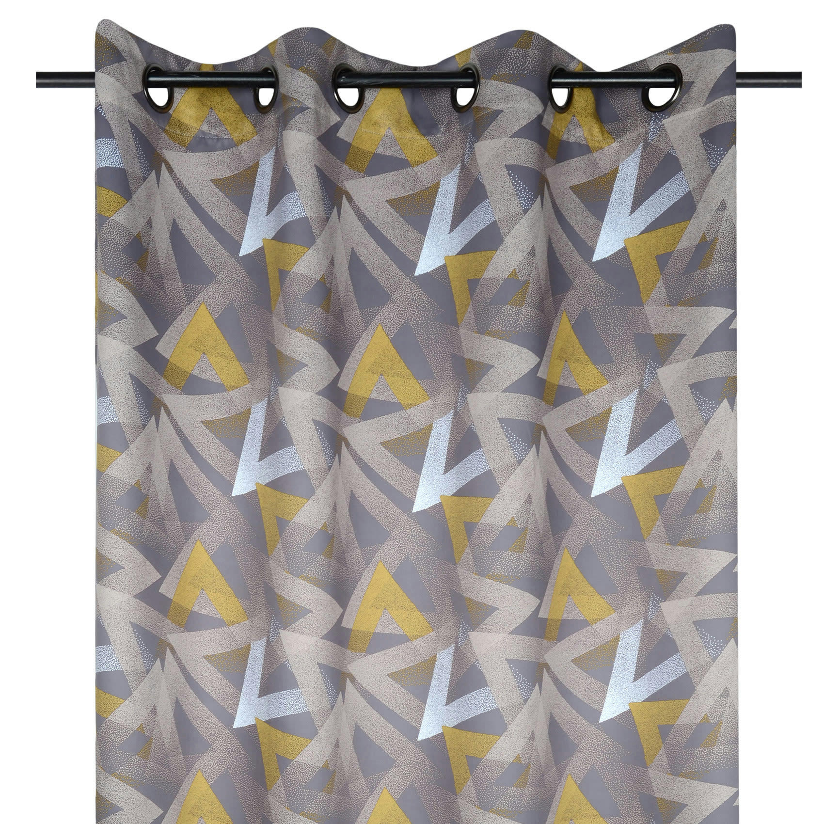 - Rideau occultant à impressions graphiques polyester taupe 135x260 cm