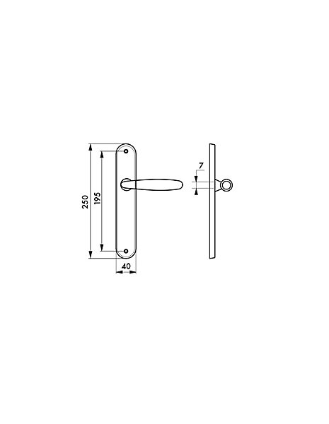 Ensemble de poignées pour porte intérieure Mirella2 sans trou, carré 7mm, entr'axes 195mm, chromé brillant/satiné - THIRARD