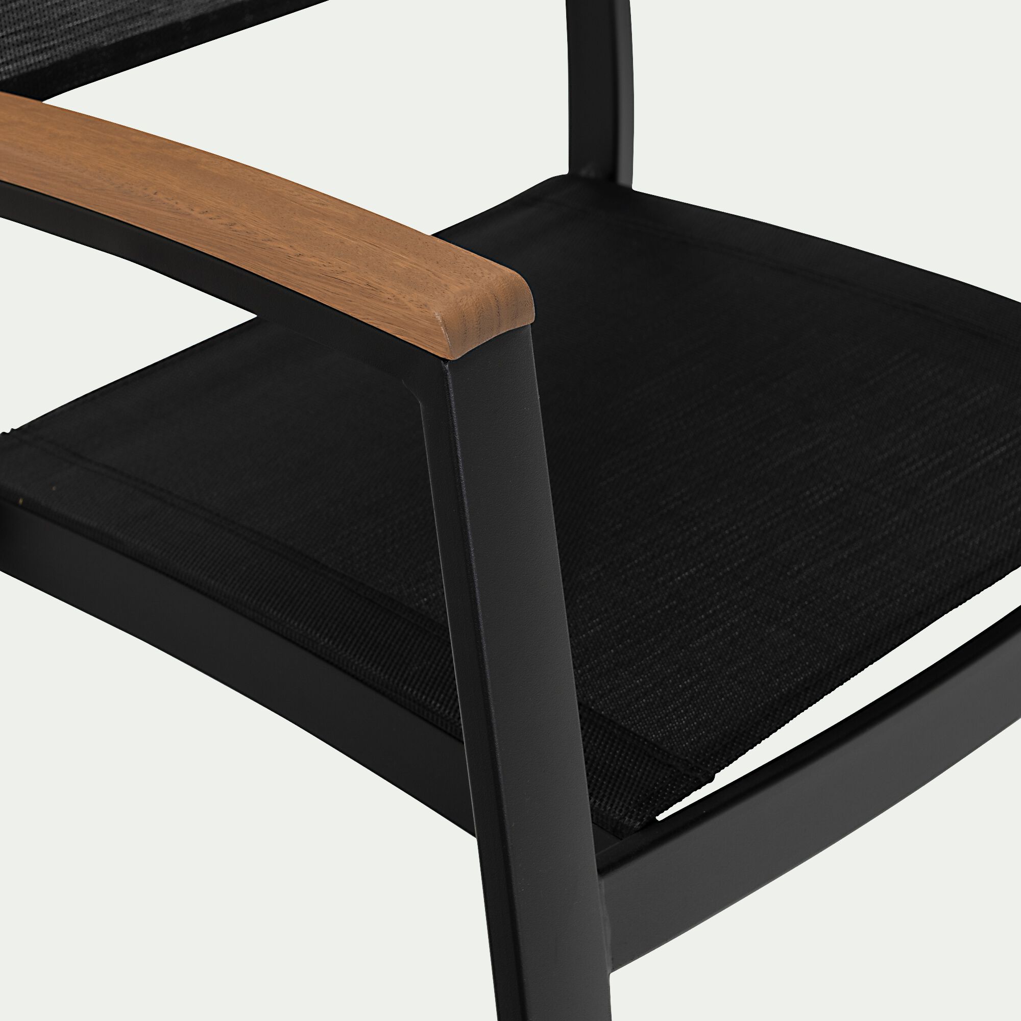 DOLE - Chaise de jardin empilable avec accoudoirs en aluminium - noir