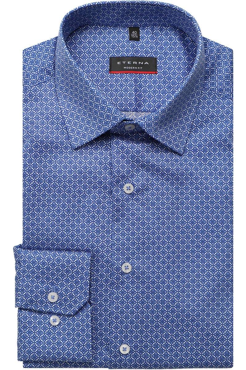 ETERNA Modern Fit Hemd blau, Bedruckt