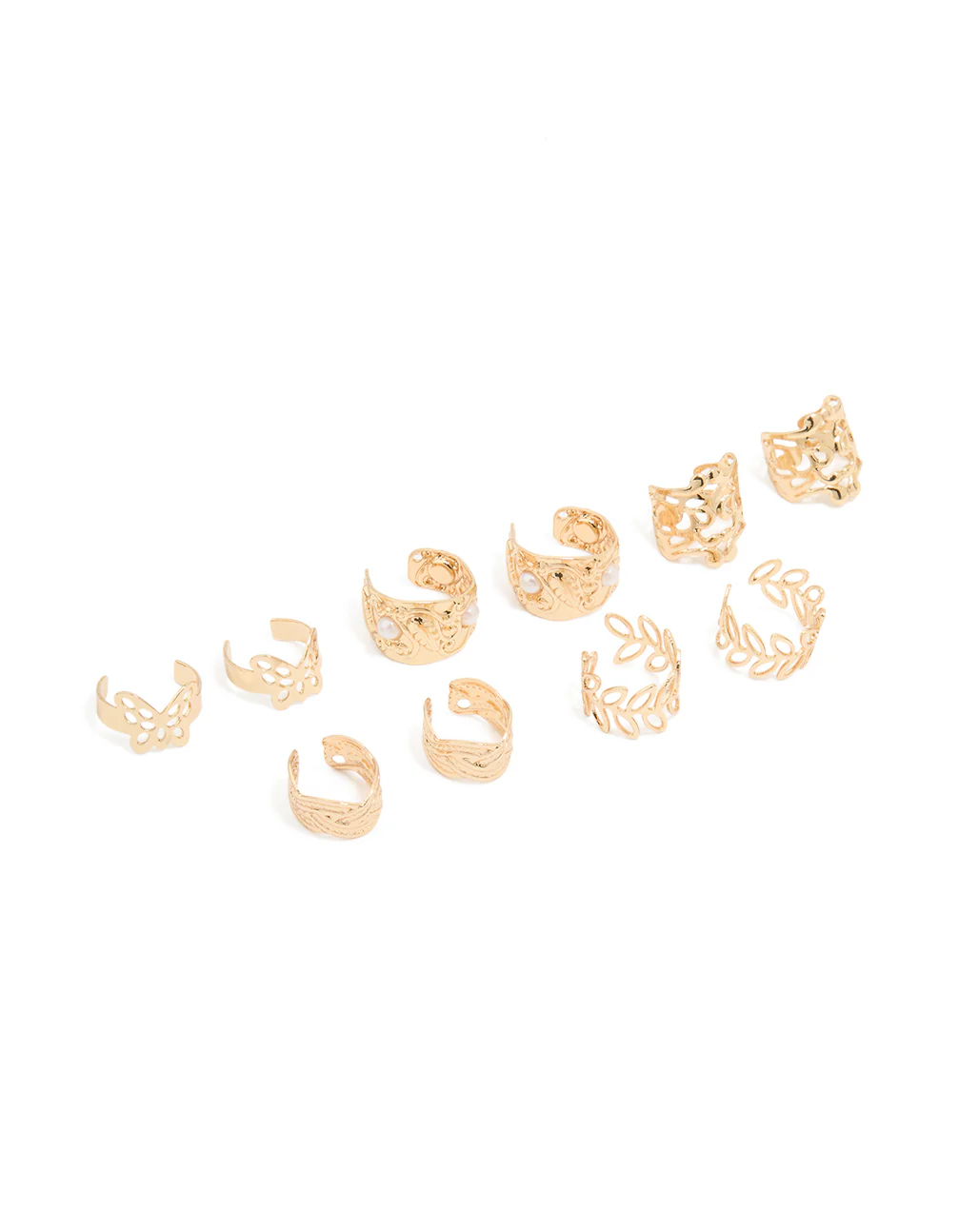 Gold Plated Mixed Ear Cuffs 8-Pack