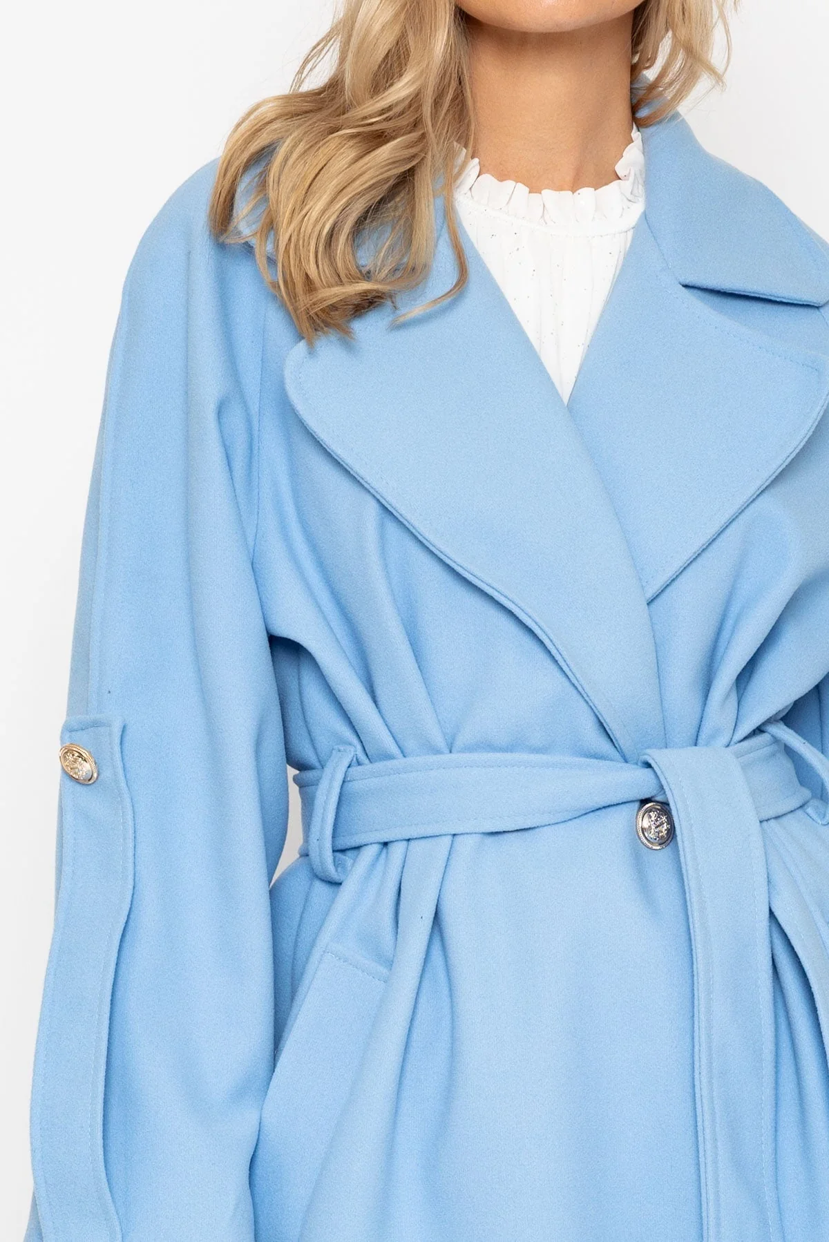 Blue Long Belted Coat