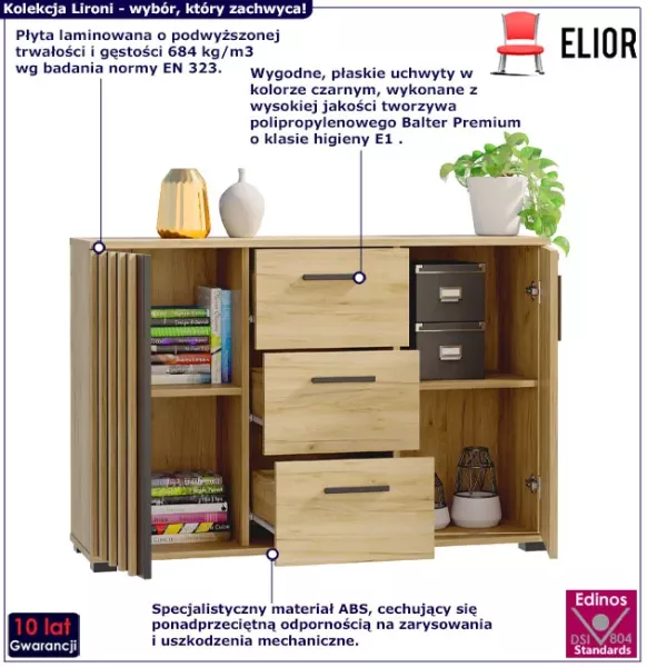 Długa komoda na nóżkach z lamelami 140 cm - Jovian