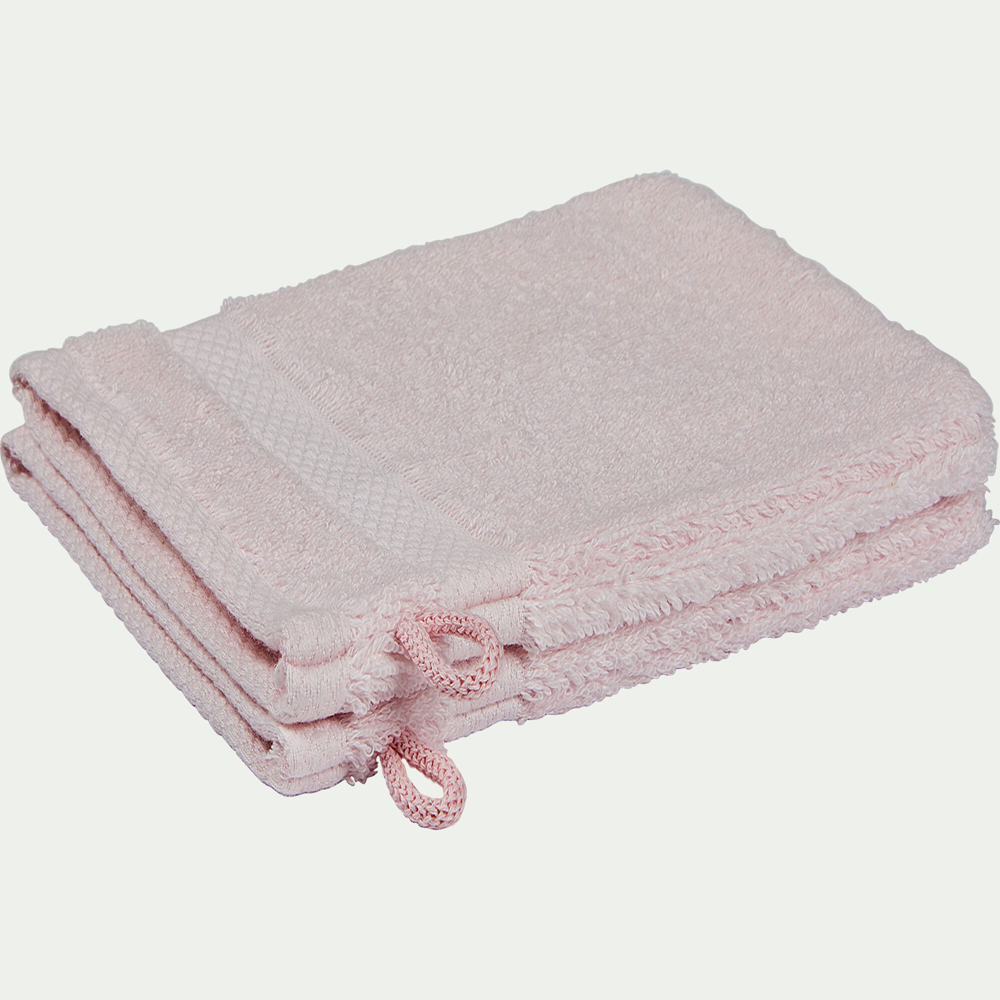 AZUR - Lot de 2 gants de toilette en coton peigné - rose simos