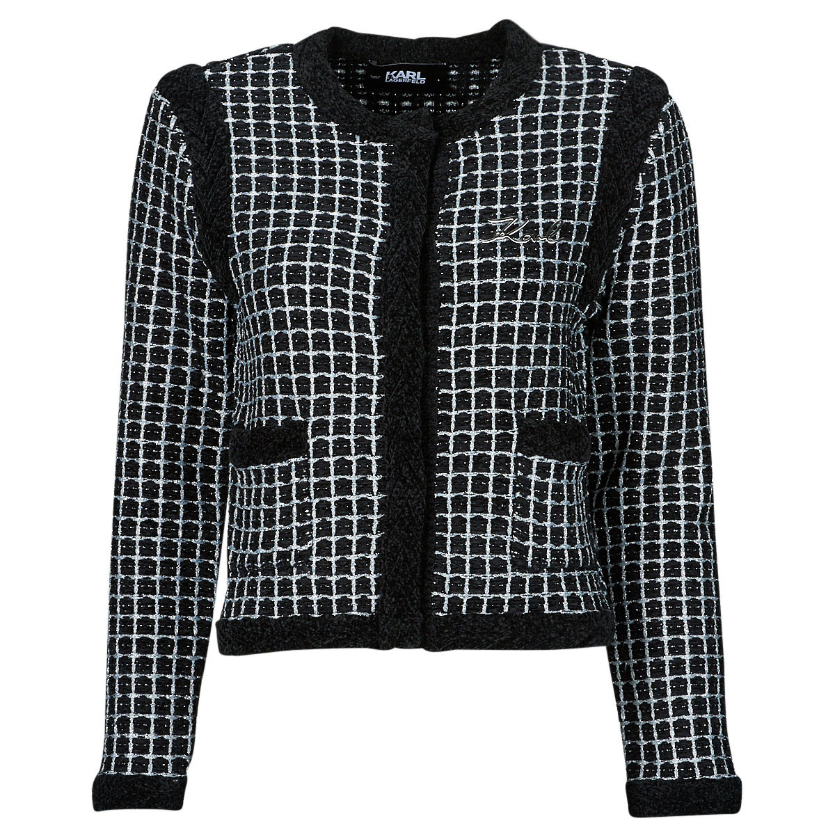 Karl Lagerfeld - classic boucle cardigan - Black / White