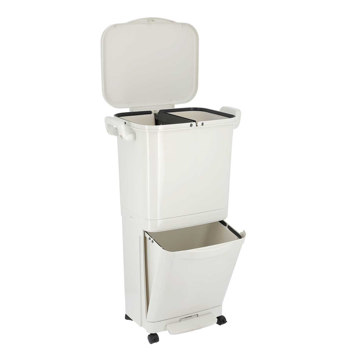 Balde do lixo cinza claro com compartimentos 30 15l