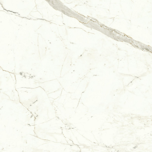Carrelage effet Marbre Blanc Calacatta Prima 120x120x0,9 cm Brillant Faventa - Sol et mur intérieur (vendu par carton de 2,88 m²)