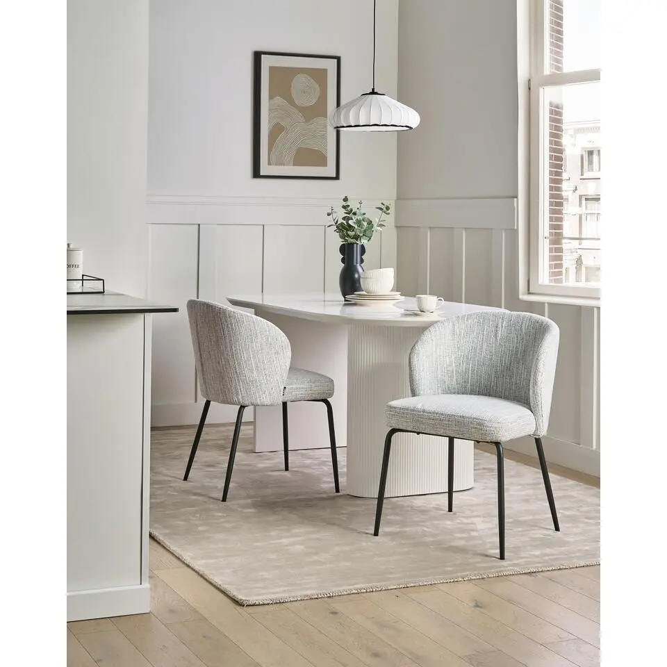 ZANA - Eetkamerstoel set van 2 - Blauw - Polyester