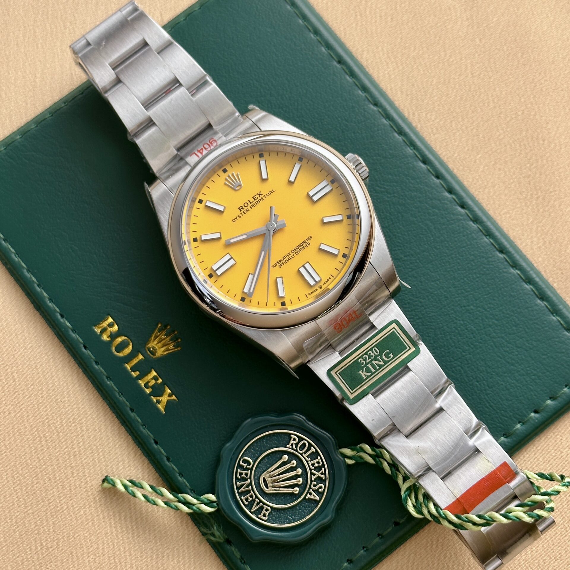 Rolex Oyster Perpetual 124300 316L Steel Yellow Dial 41mm Oyster KGF Replica