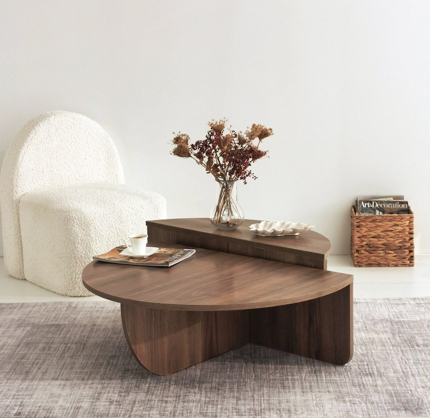 Giga Meubel - Salontafel Walnoot Hout - 90x90x35cm - Podium