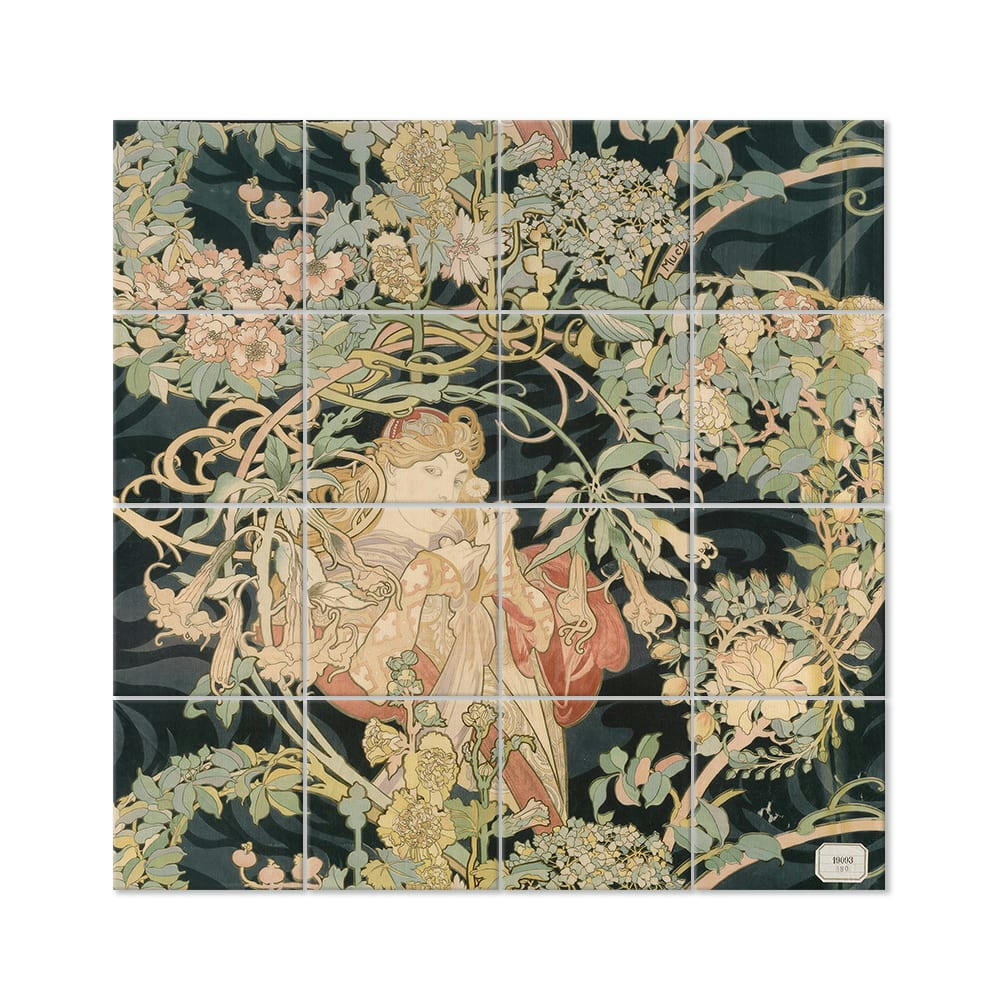 - Tableau Femme à La Marguerite - Alphonse Mucha 200x200cm