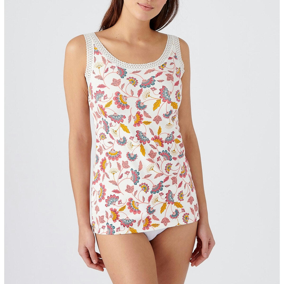 Débardeur coton col dentelle Essential