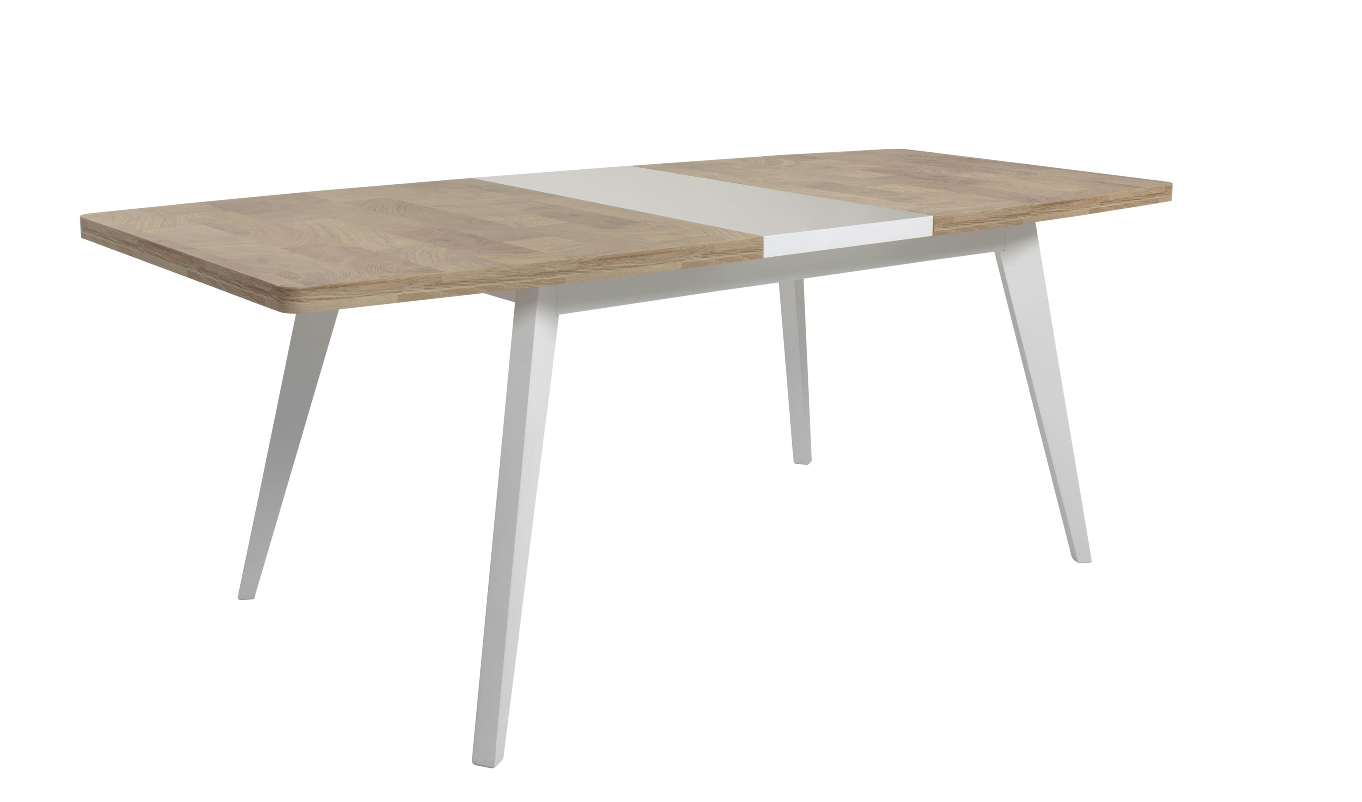 ALAMEDA - Table extensible  effet chêne et pieds blancs 160 à 200cm