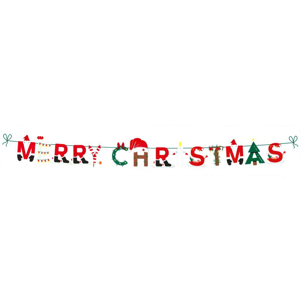 Décoration fenêtre No&euml;l électrostatique frise Merry Christmas 120x20cm