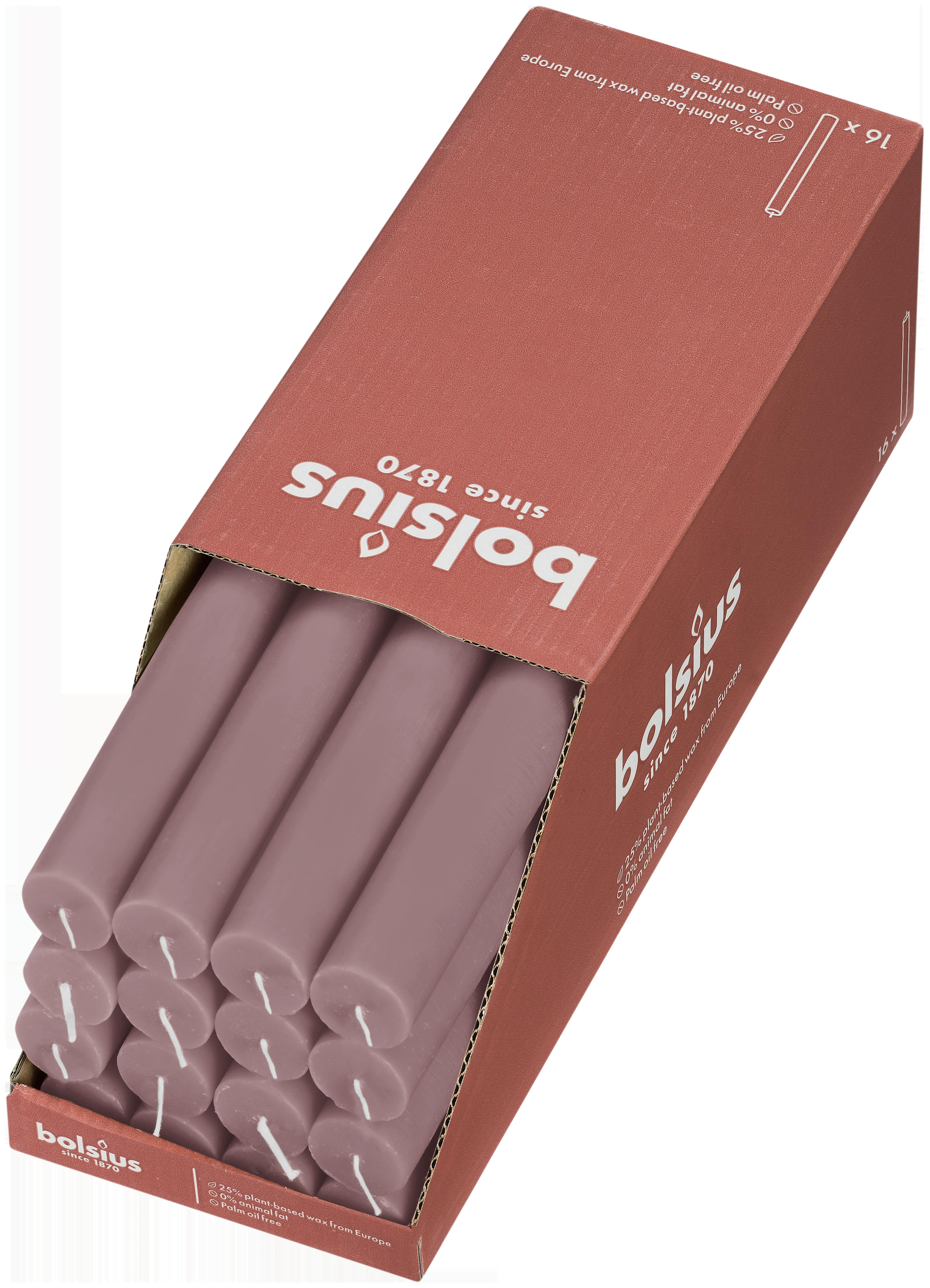 - Lot De 16 Bougies, Rose, 27 Cm