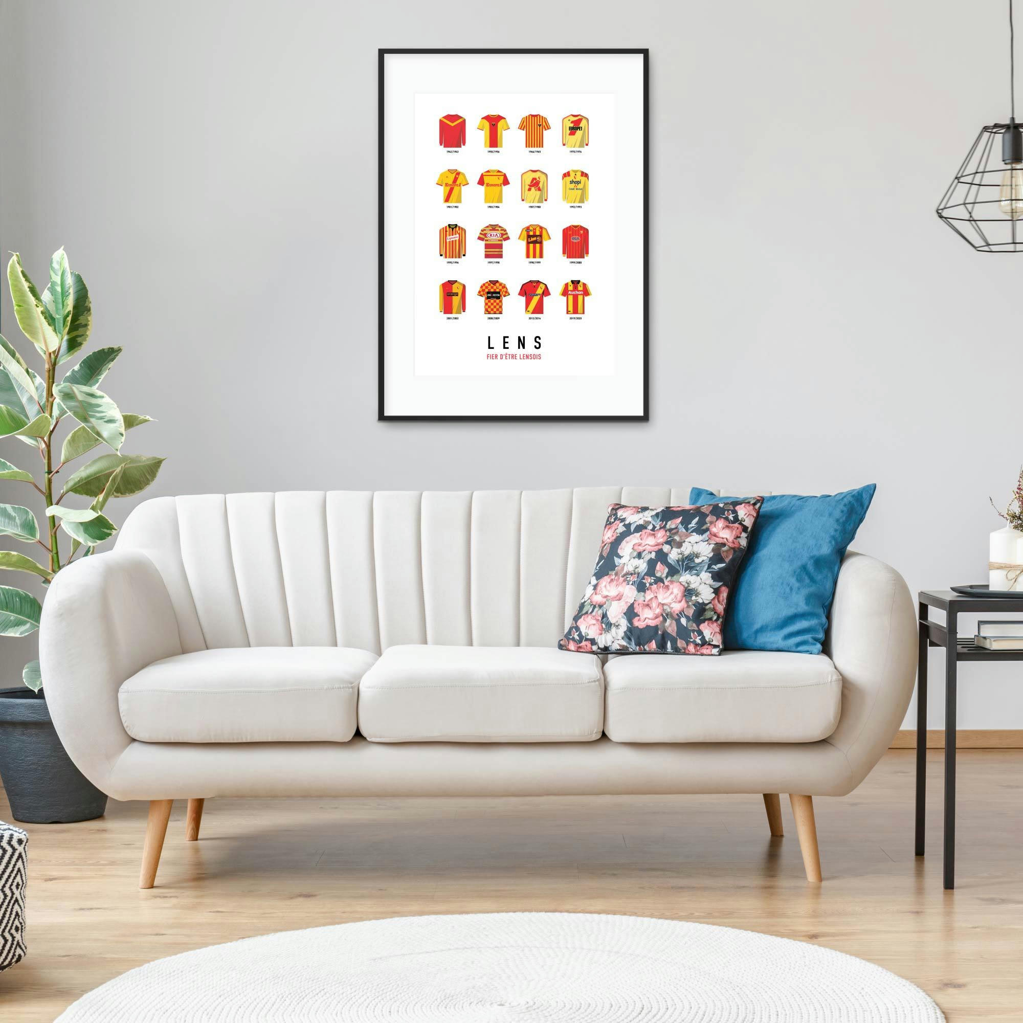 LENS - Affiche Football - Lens Maillots Historiques 40 x 60 cm