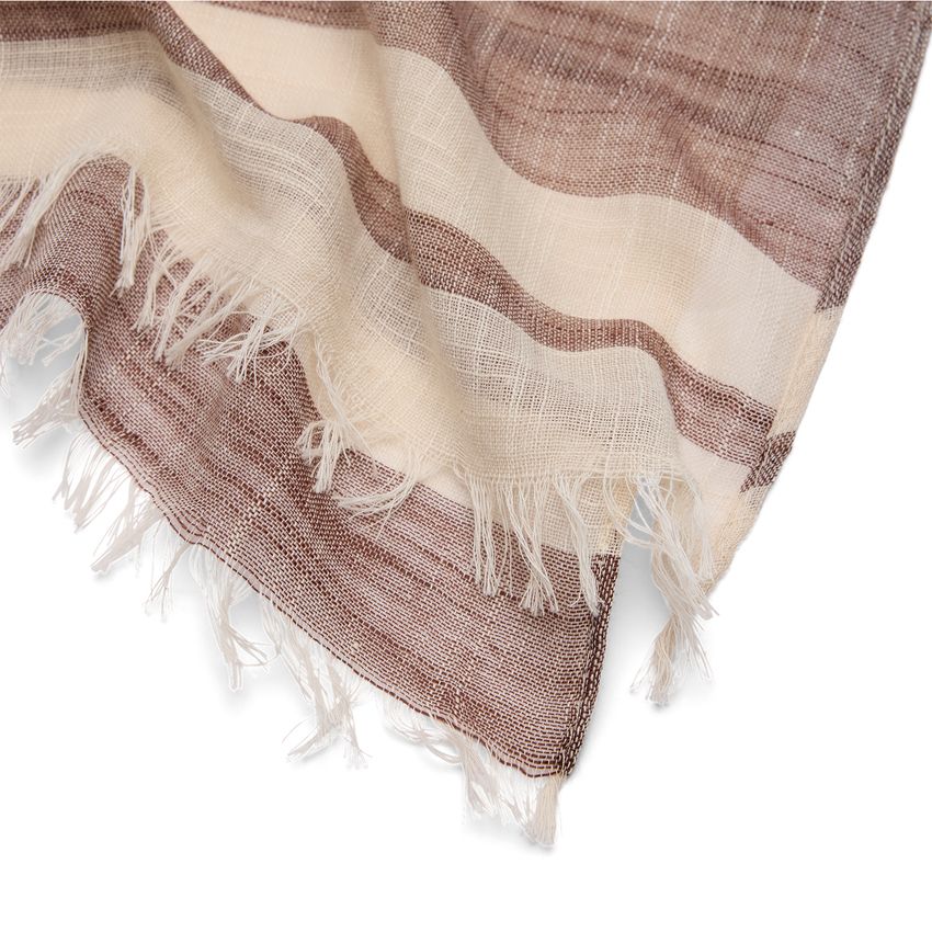 Manfield Bruin en beige gestreepte sjaal