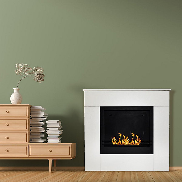 Cheminée au bioéthanol sur pied en bois blanc Made in Italy Michelangelo 96x36x90h
