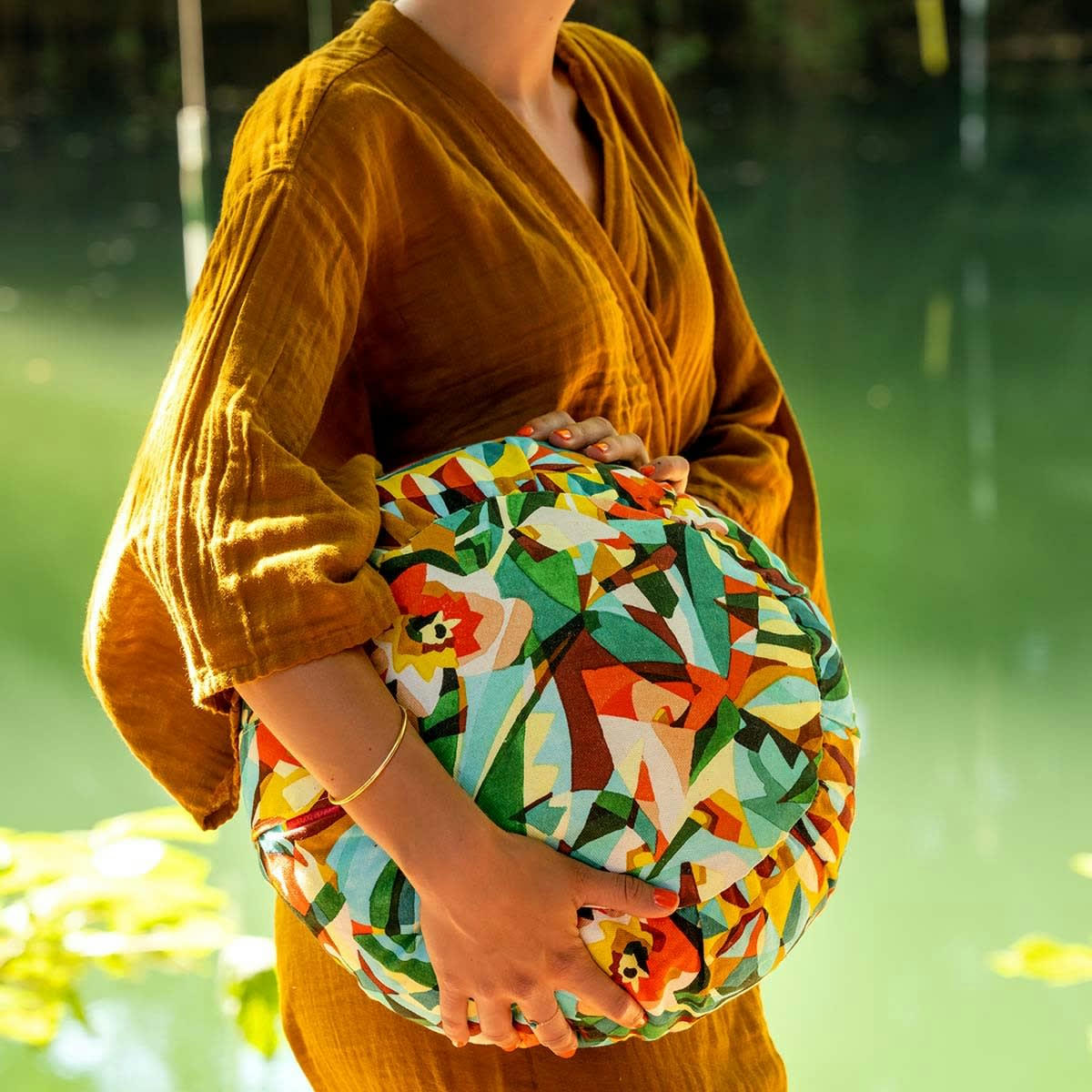 BOA - Coussin de méditation en coton imprimé design fleuri