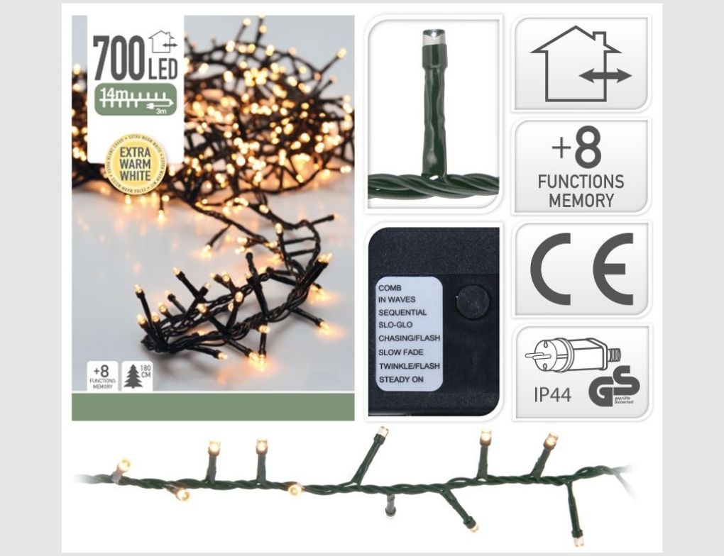 LED-Lichterkette 700 LEDs extra warmweiß für innen & außen