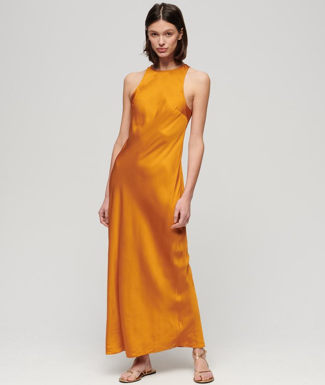 Satin Racer Midi Dress