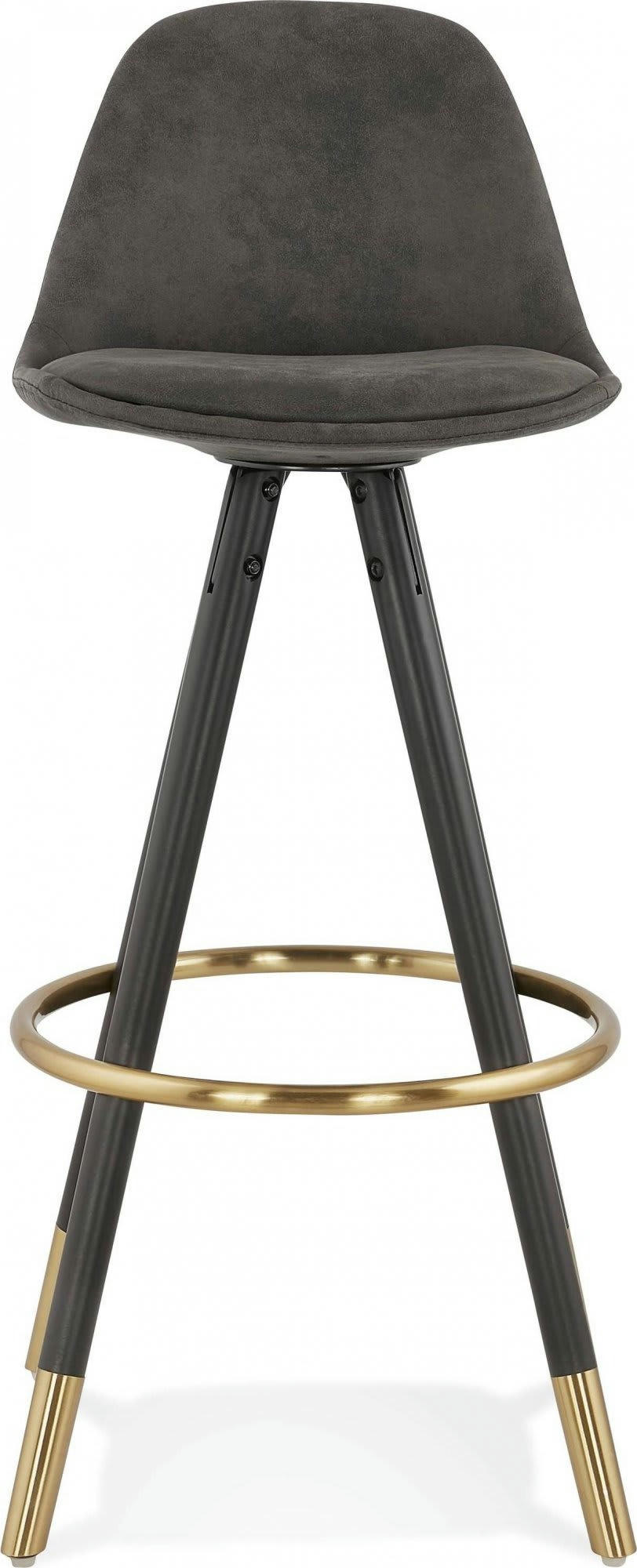 BRUCE - Tabouret de bar Tissu Gris H. assise 75 cm rembourré