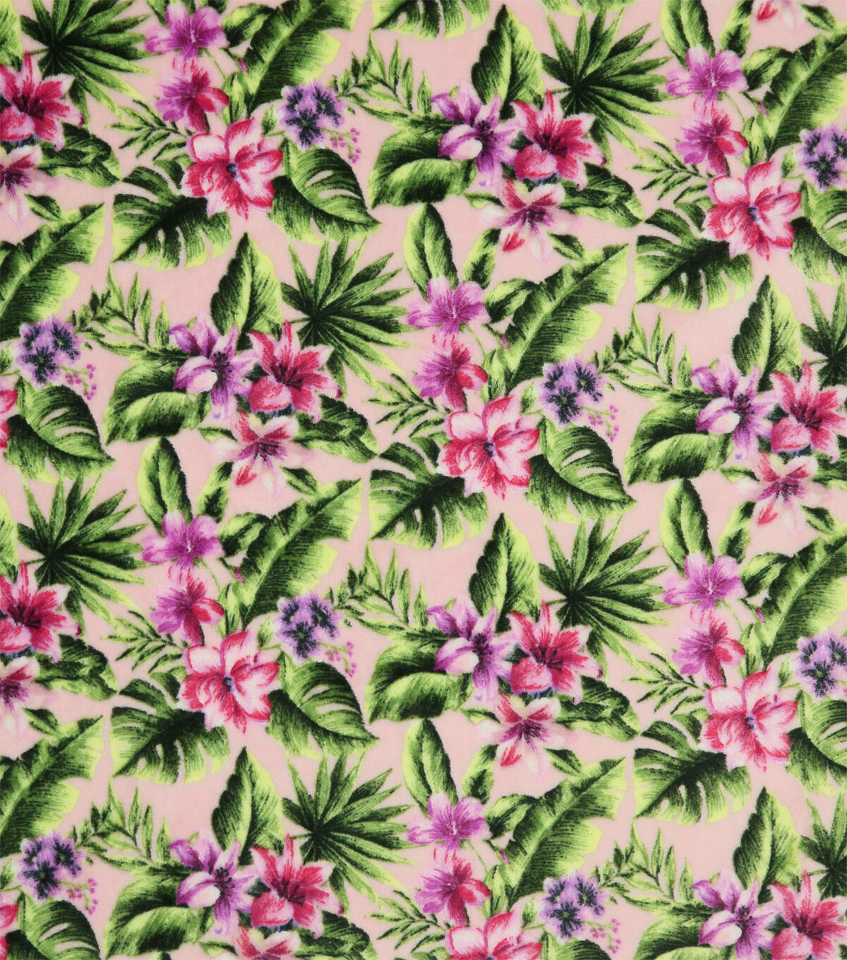 Pink Exotic Botanicals Sew Lush Fleece Fabric