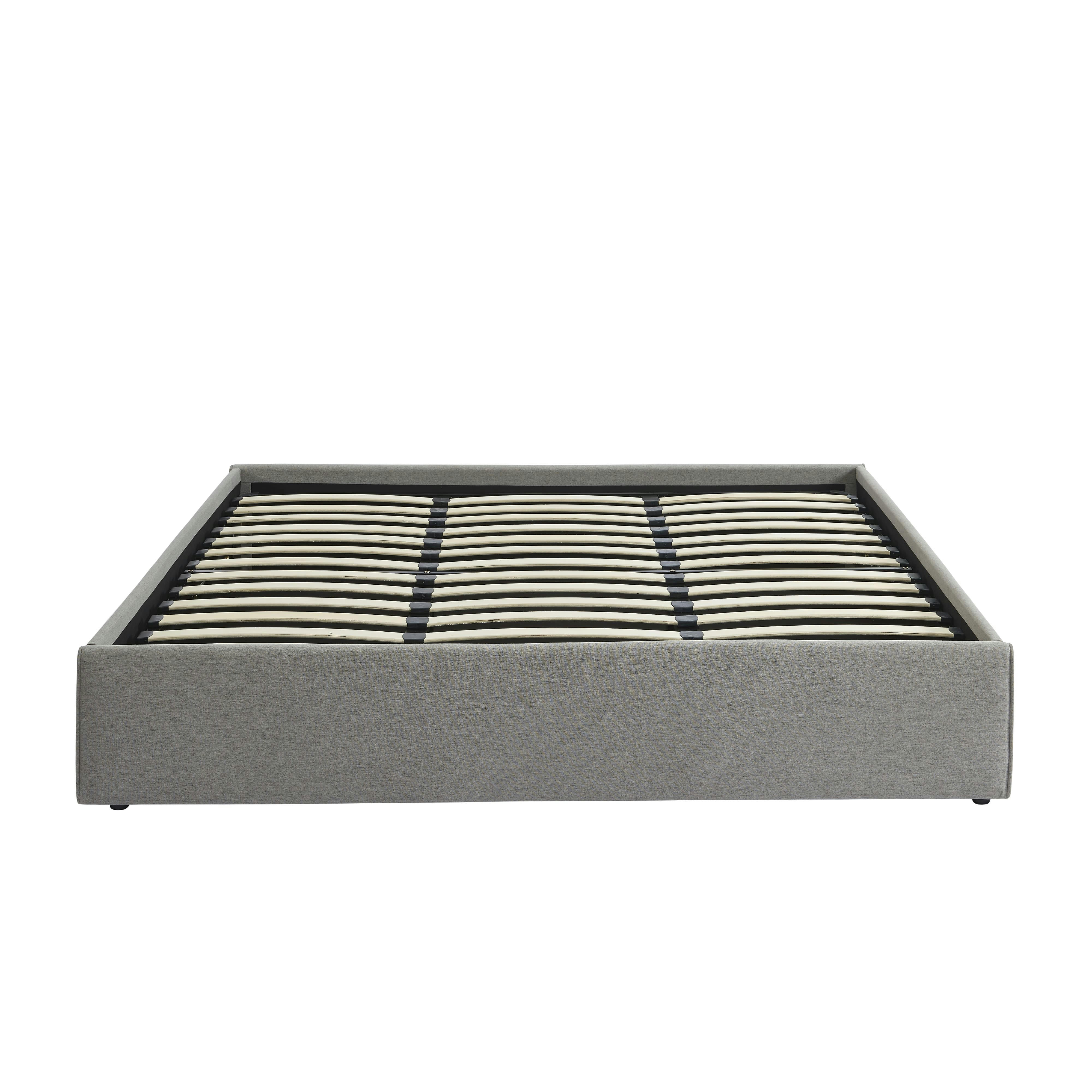 SAKURA - Lit coffre  tissu gris chiné 180x200 sommier inclus