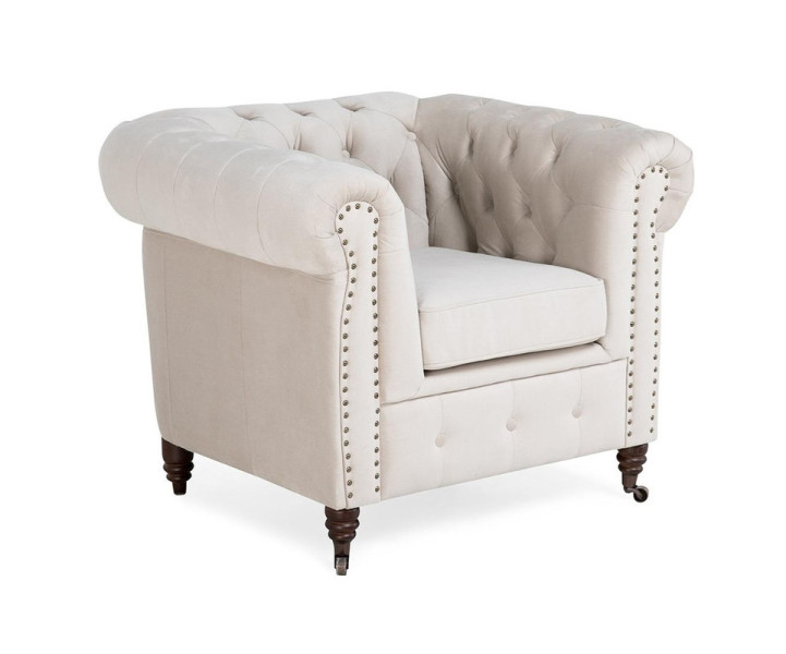 Ropez Chesterfield Oxford fotel pikowany welur szary