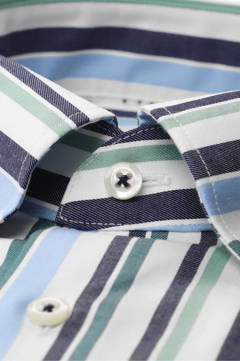 ETERNA Modern Fit Hemd grün/blau/weiss, Gestreift