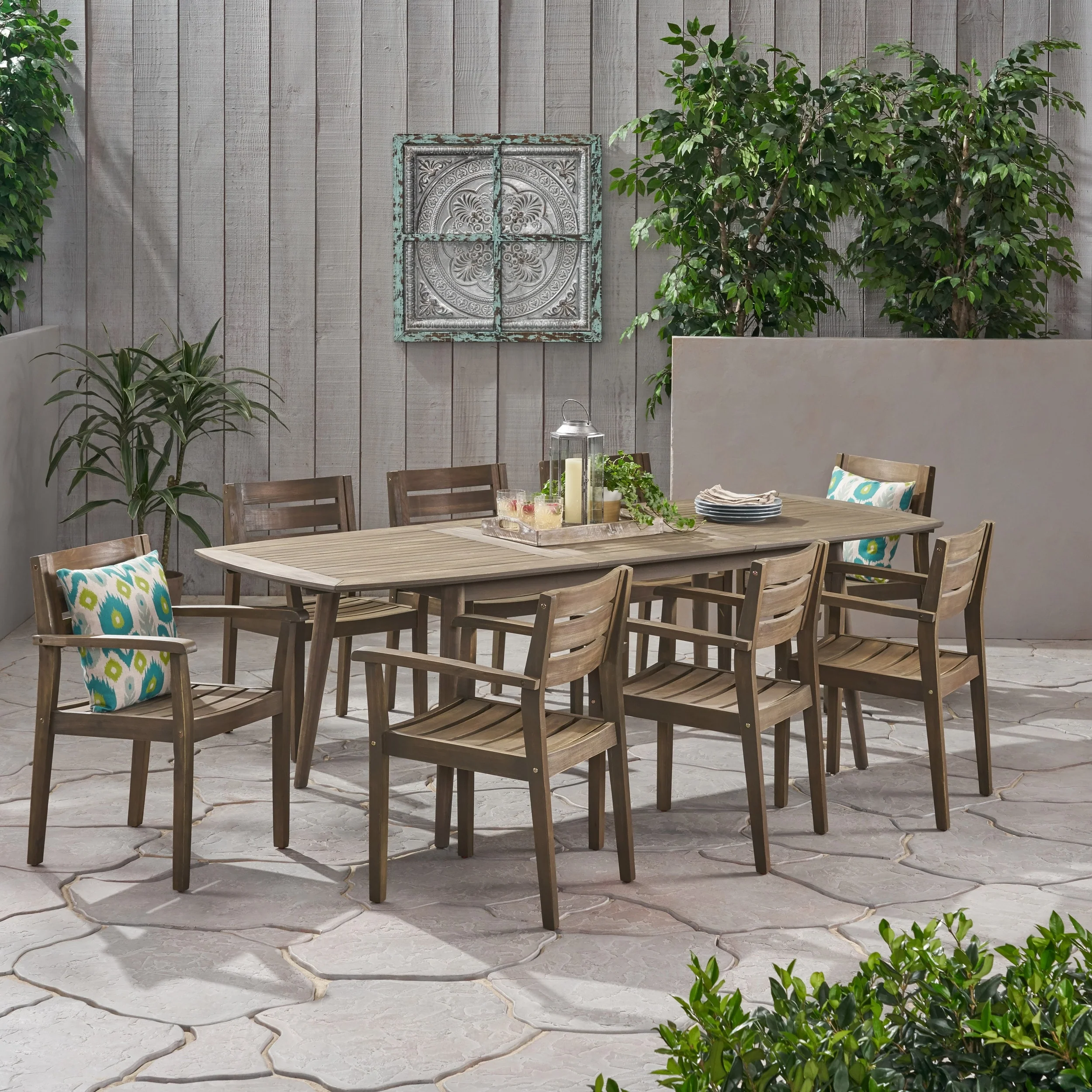 Stamford Acacia Wood Outdoor 9-piece Expandable Dining Set by Christopher Knight Home