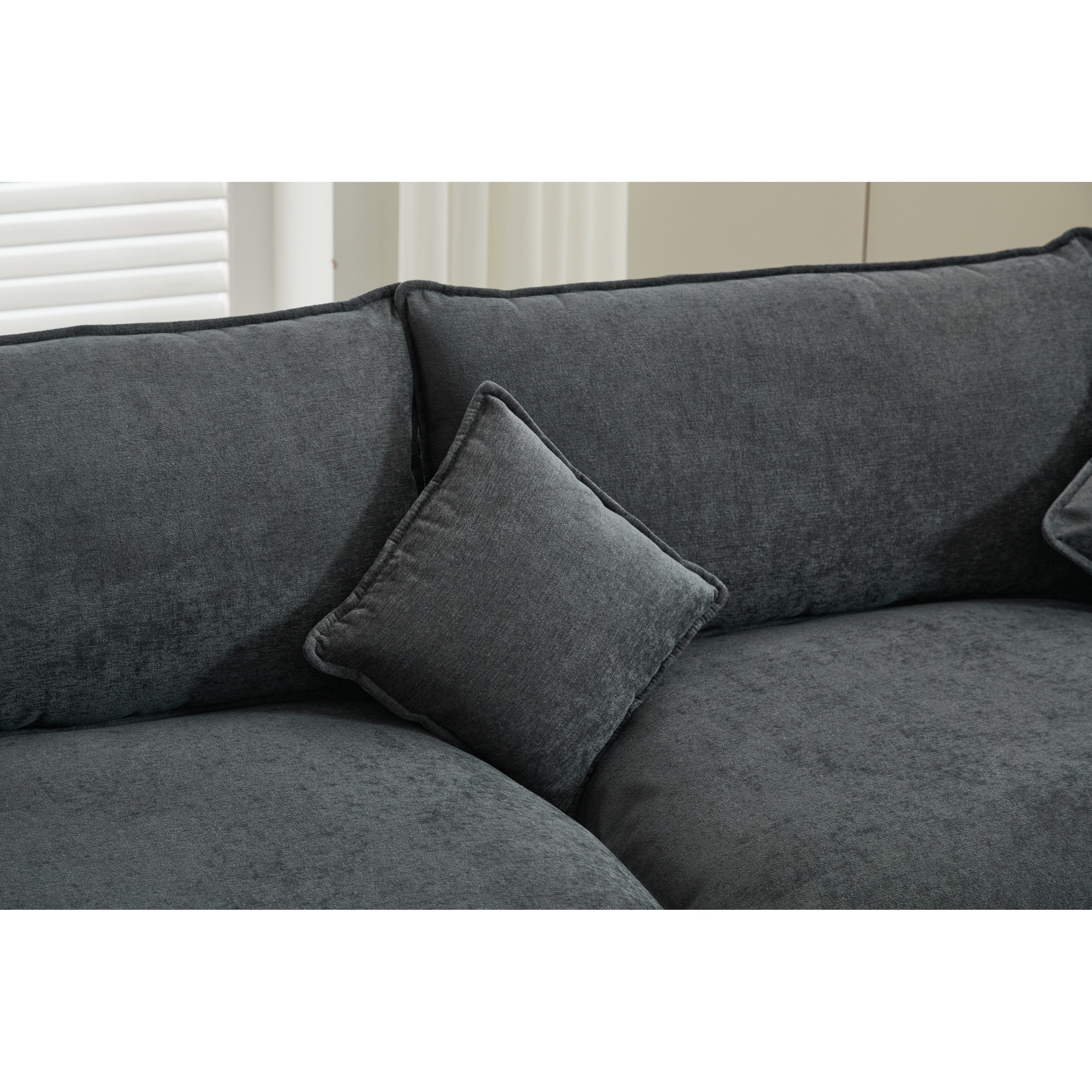 Grey 100.39'' Stylish L-Shaped 3-Seat Modular Sofa with Removable Ottoman, Comfortable and Versatile Design