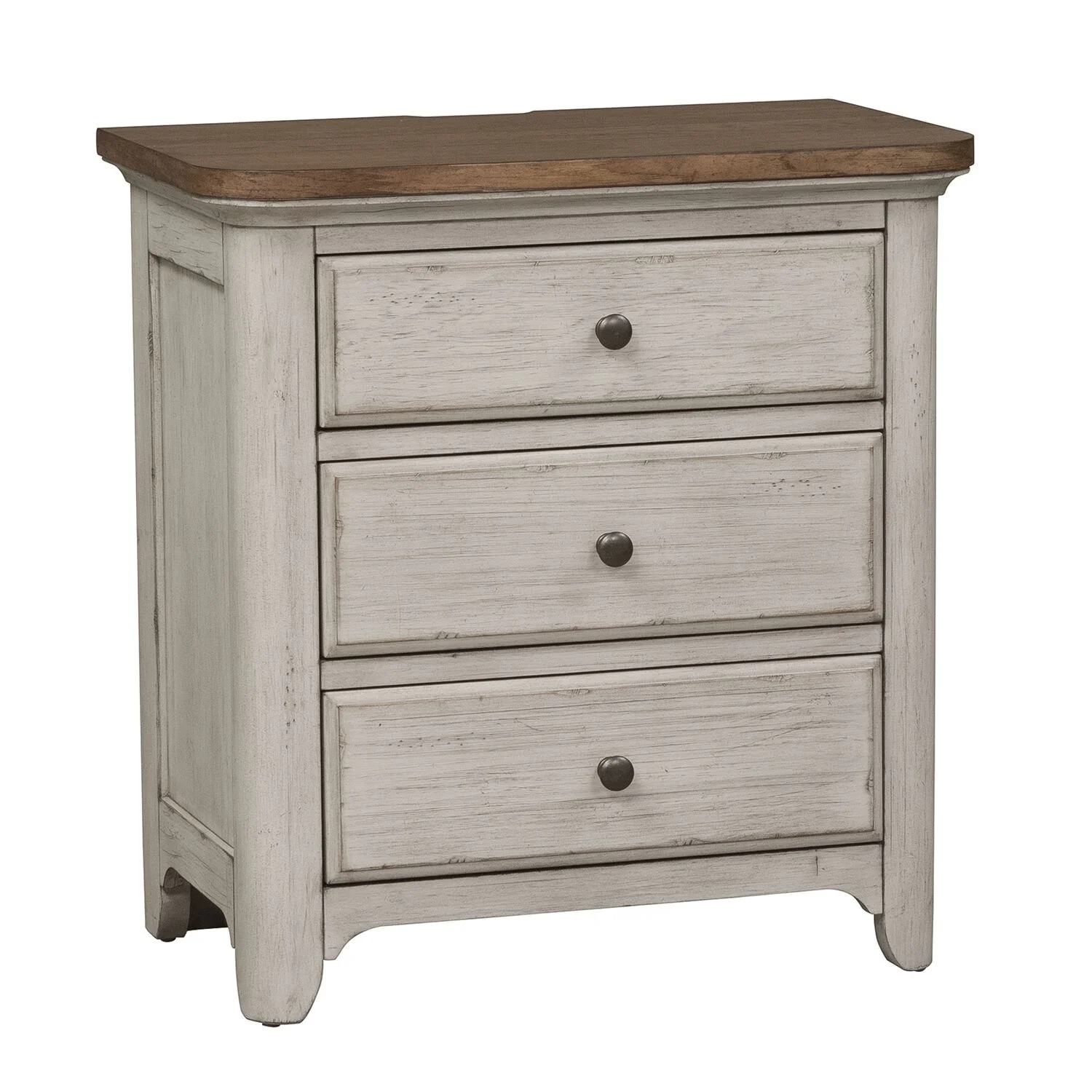 Farmhouse Reimagined 3-Drawer Night Stand with Charging Station