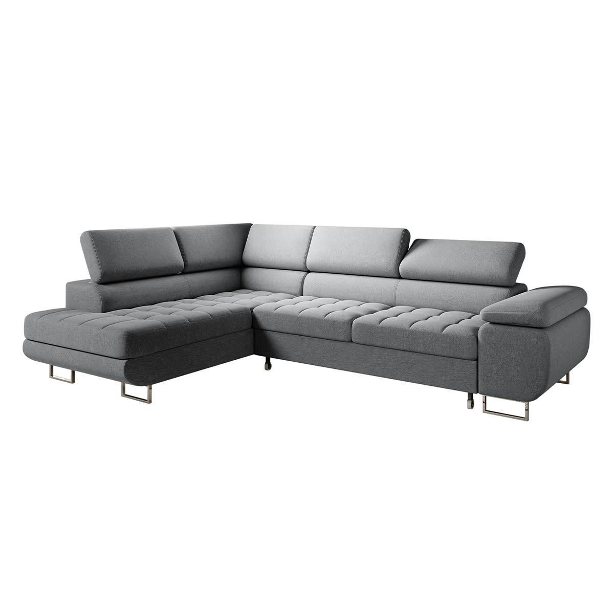 - Canapé d'angle convertible gauche 4 places gris anthracite