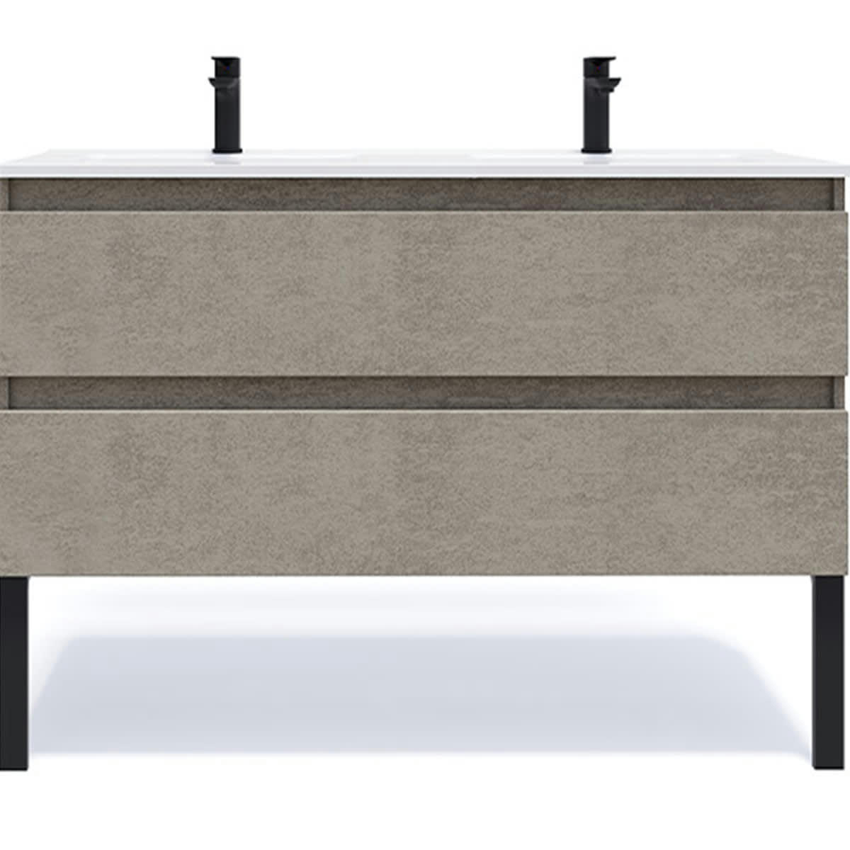 HUDSON - Meuble salle de bain double vasque 120cm 2 tiroirs Béton