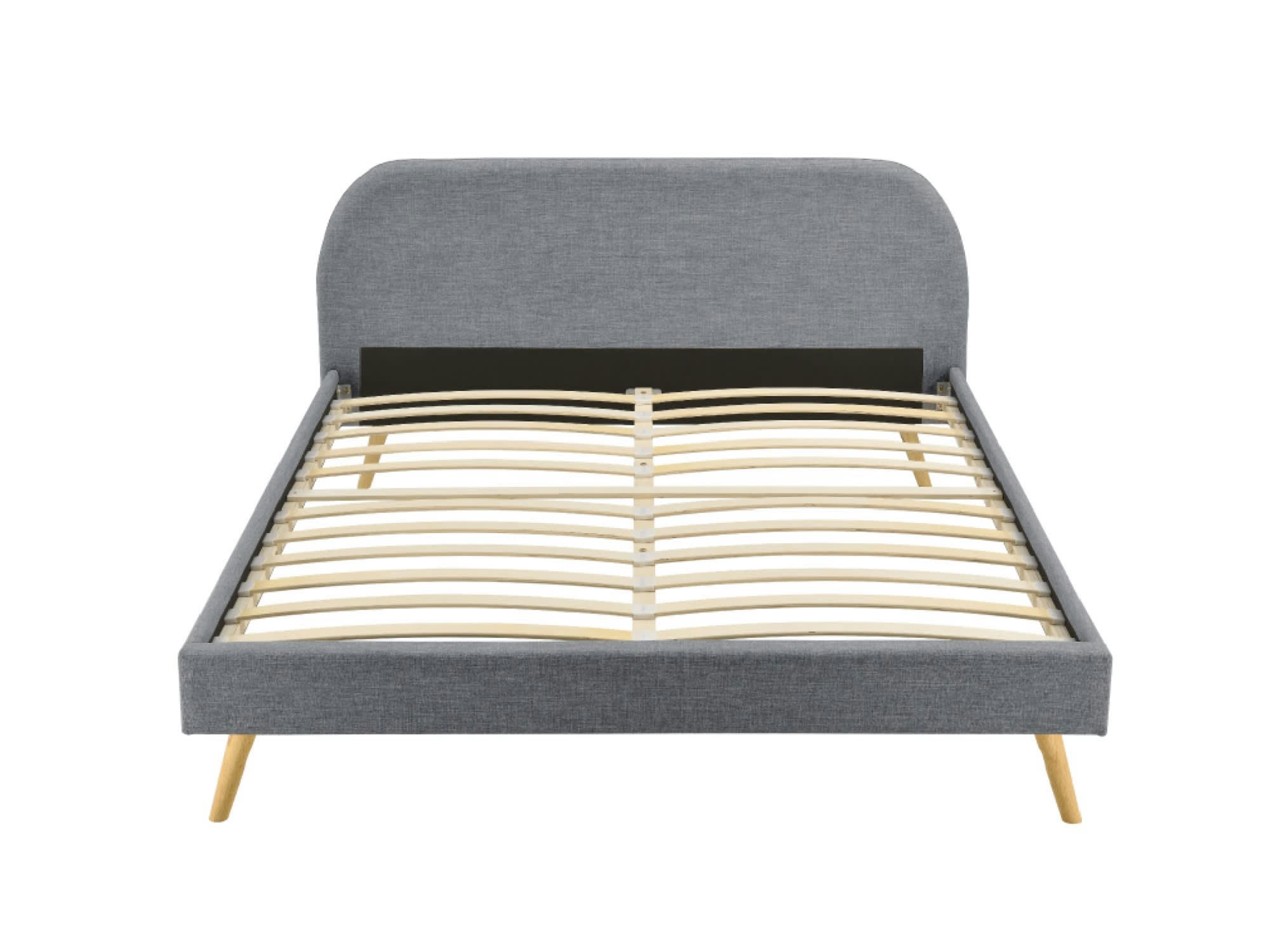 MOBY - Cadre de lit avec sommier à lattes en tissu - Gris - 140 cm