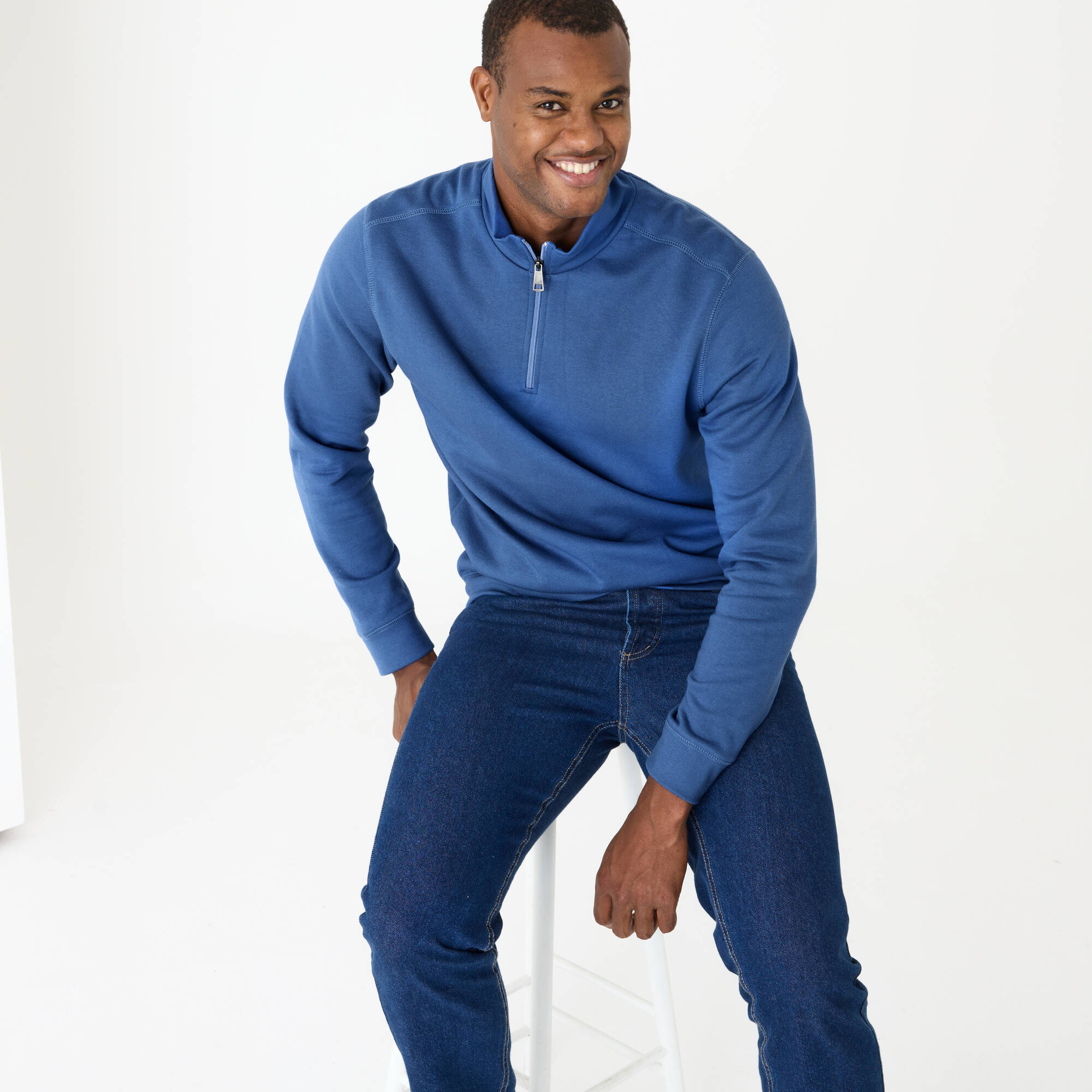 Sweat molleton col camionneur zippé
