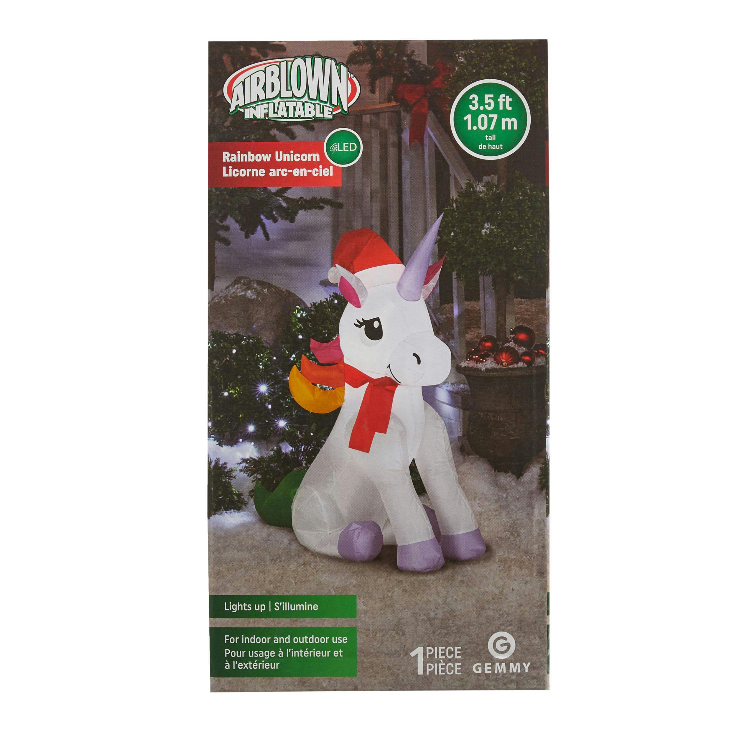 Gemmy Airblown®  Whimsical Unicorn Christmas Decoration, 3.5-ft