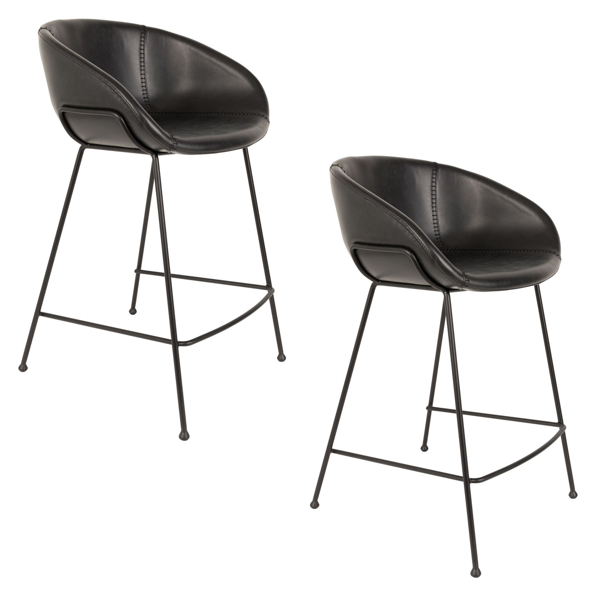 Zuiver Feston Barkrukken rugleuning 65 cm Zwart - Set van 2