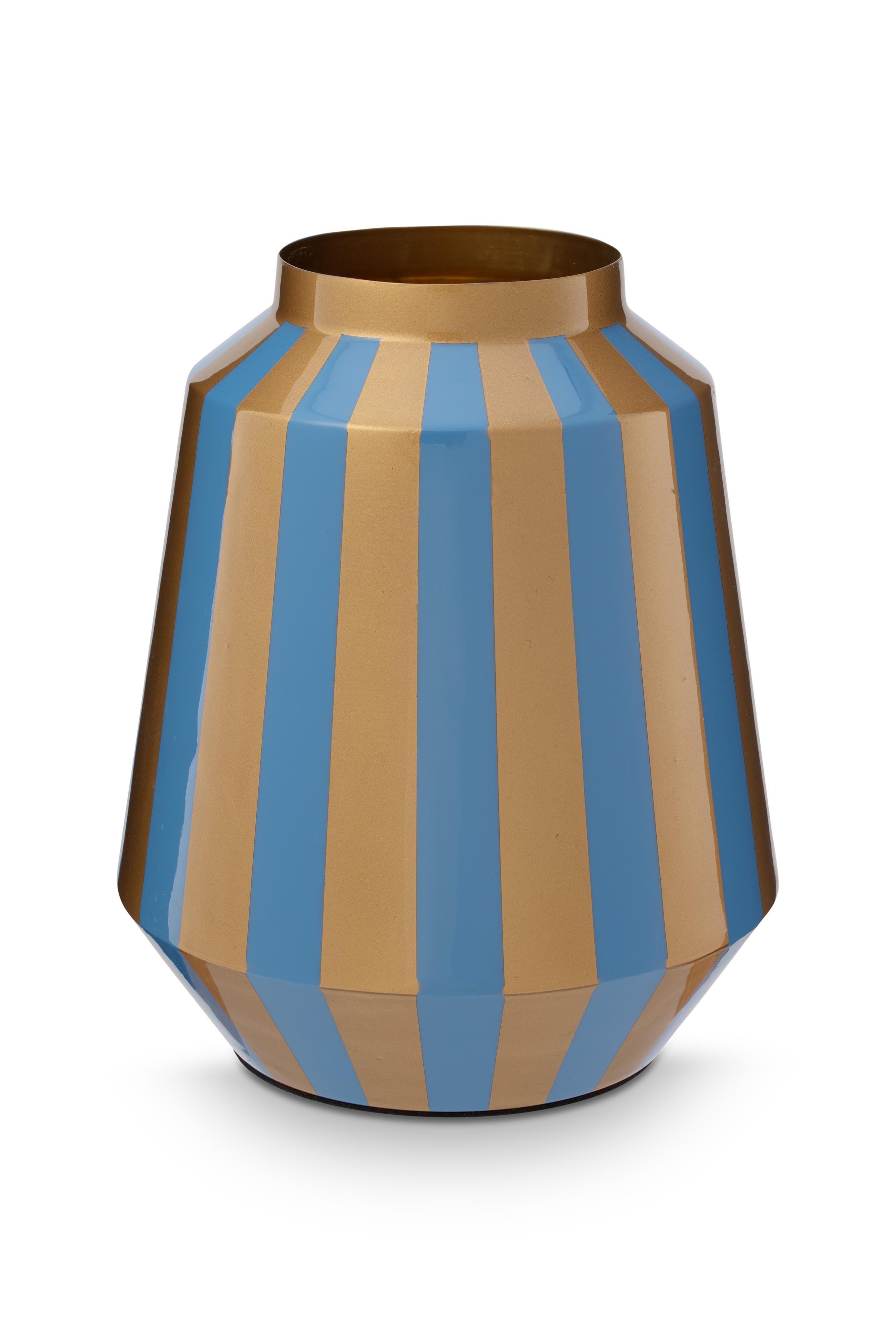 Pip Studio Vaas Stripes - Metaal - Navy/ Goud - 24x29cm