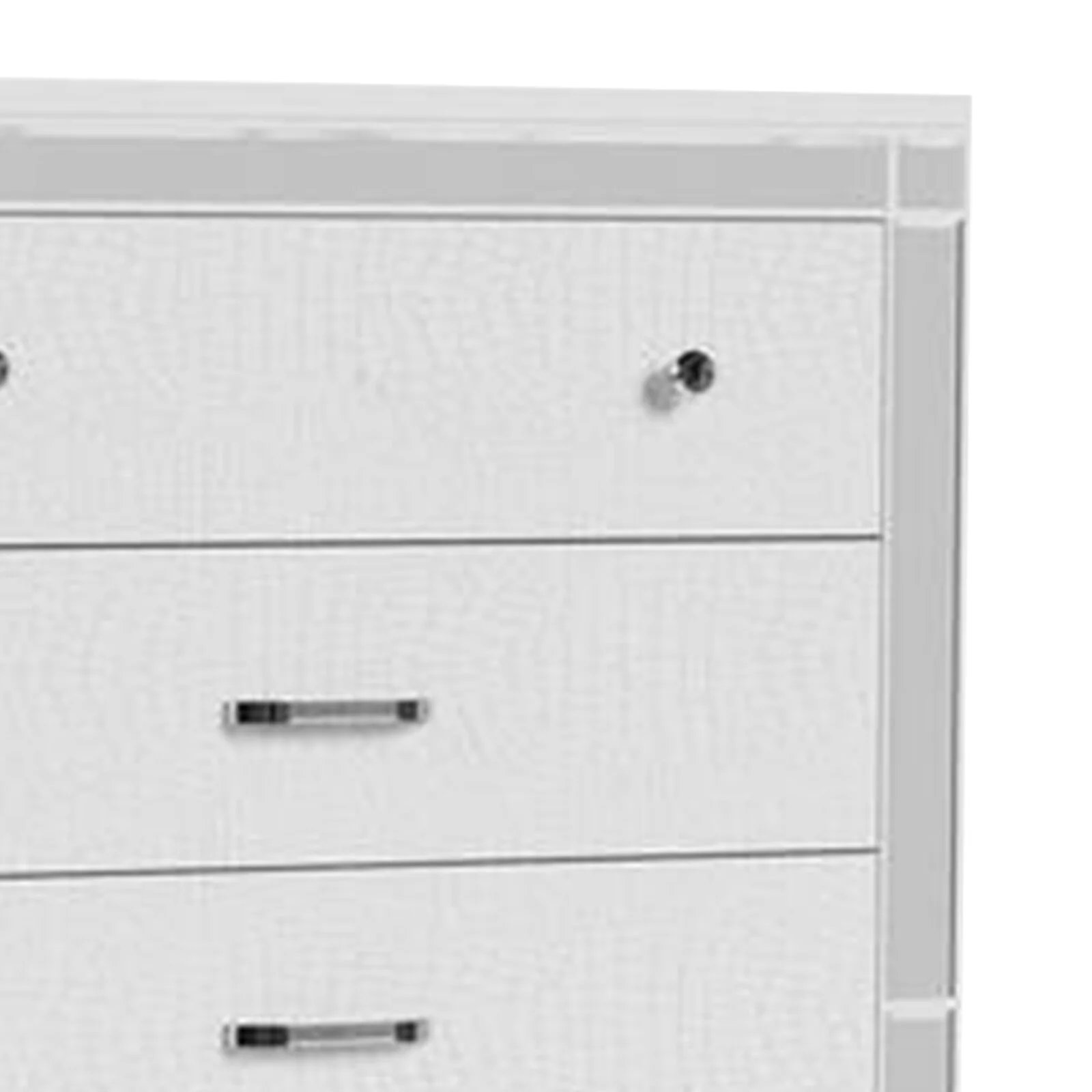 Reya Tall Dresser Chest, 5 Drawers, Crocodile Textured, White Wood