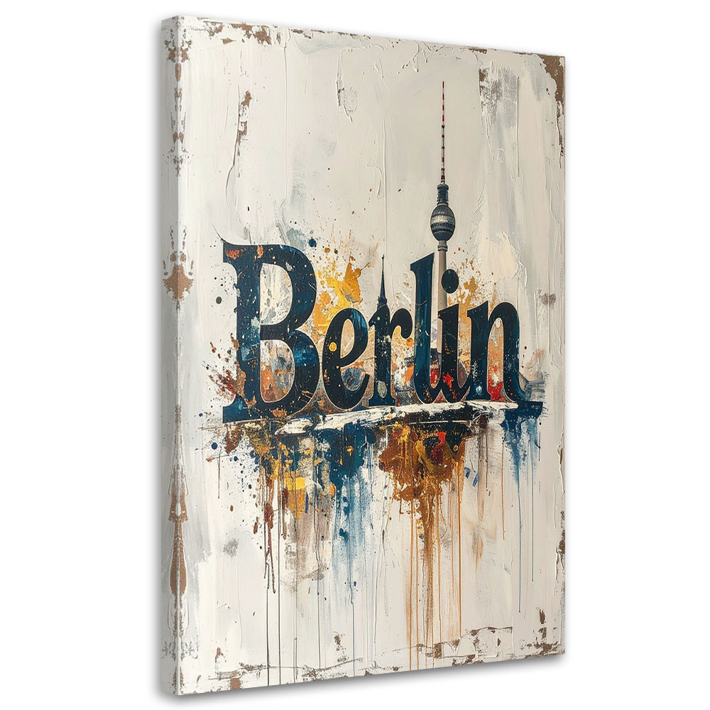Obraz do salonu biura loftu, Napis Berlin Typografia imitacja farby 20x30