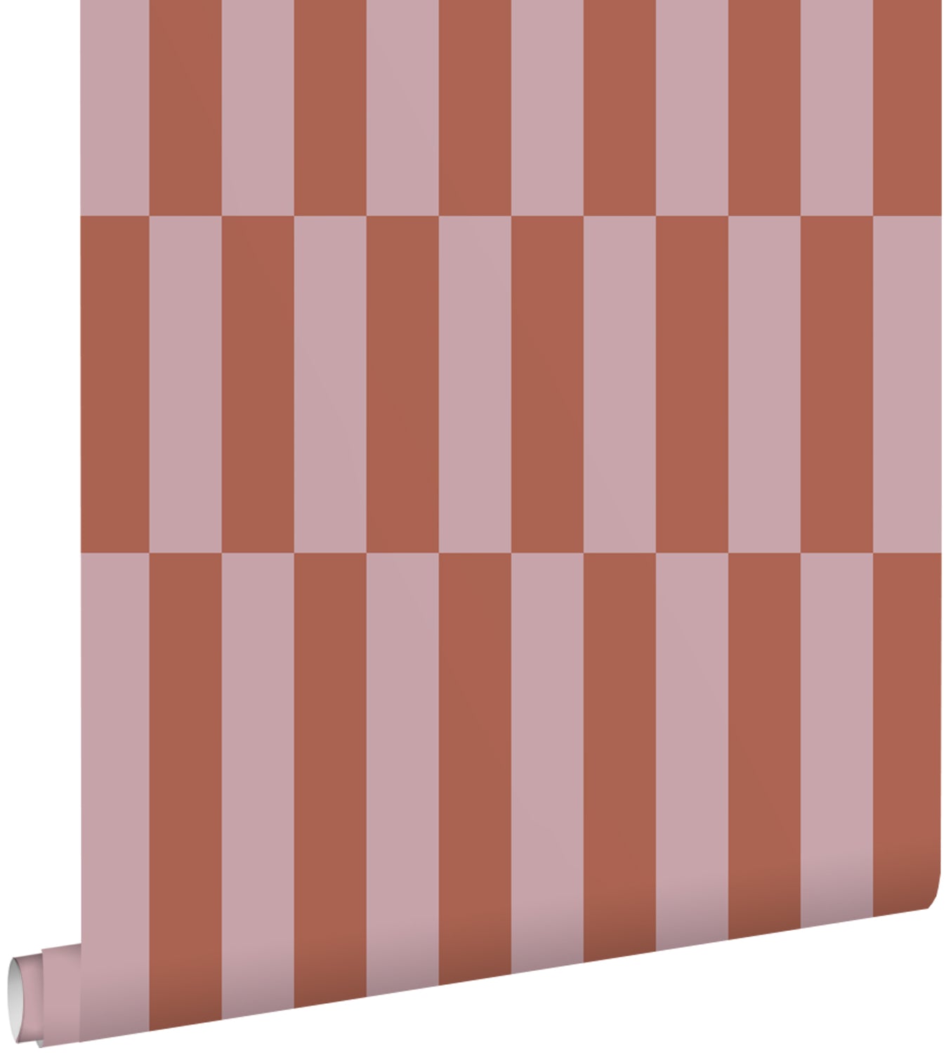 ESTAhome behang strepen terracotta en oudroze - 53 cm x 10.05 m - 131216
